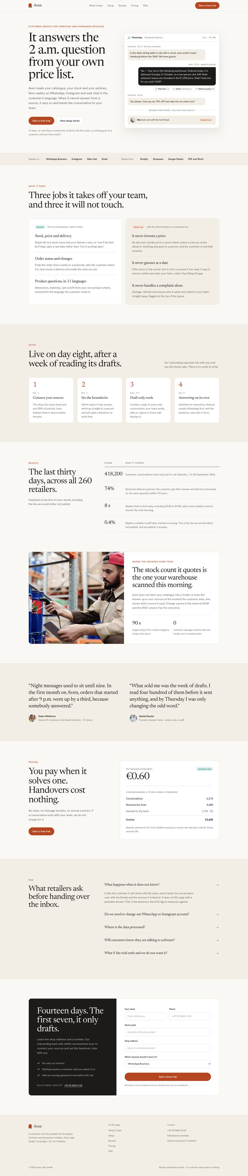 AI Product template, the whole page on desktop