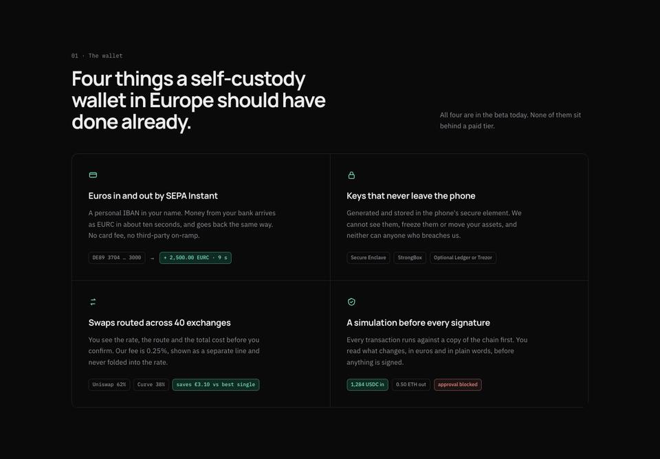Web3 template — The wallet section