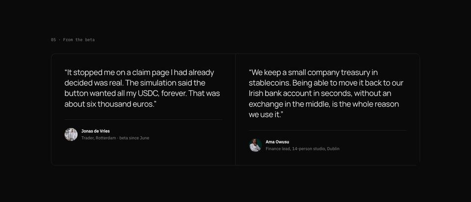 Web3 template — Beta tester quote section