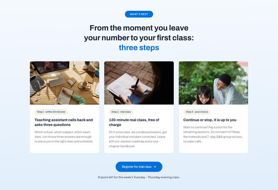 Course Enrolment template — What happens next section