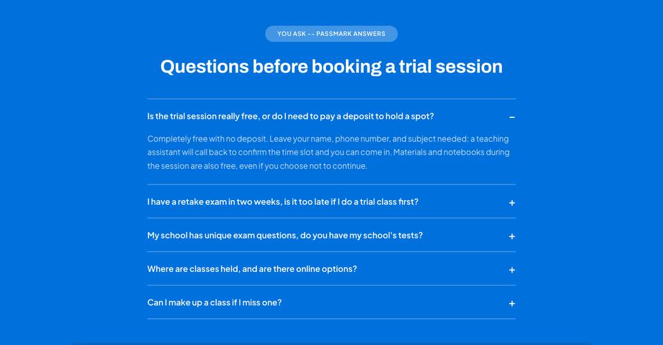 Course Enrolment template — Questions section