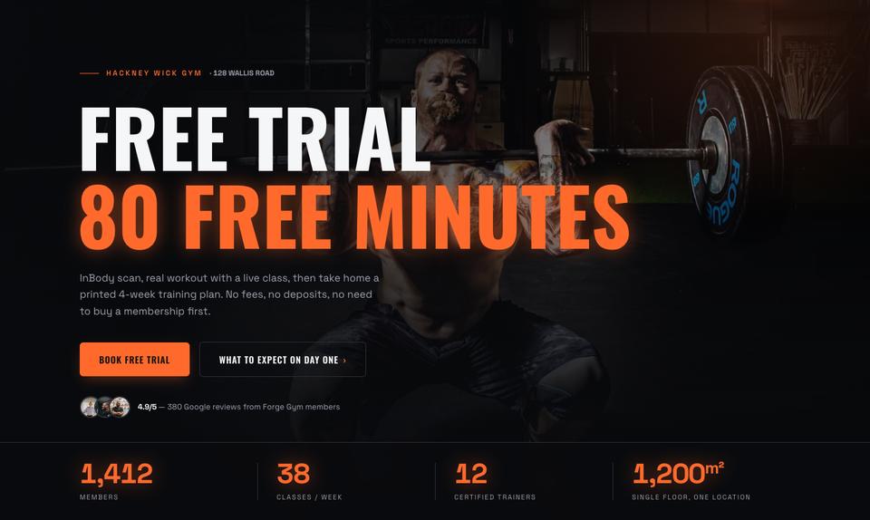 Gym template — Hero section
