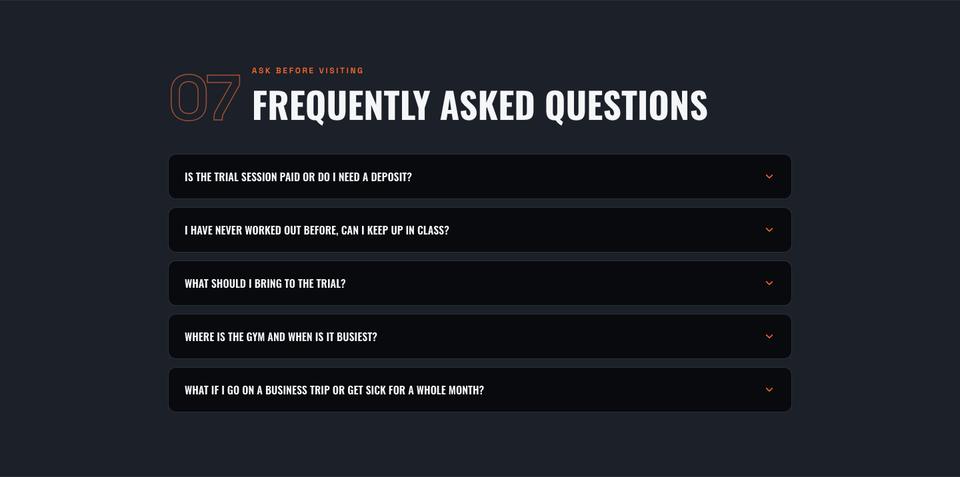 Gym template — Questions section