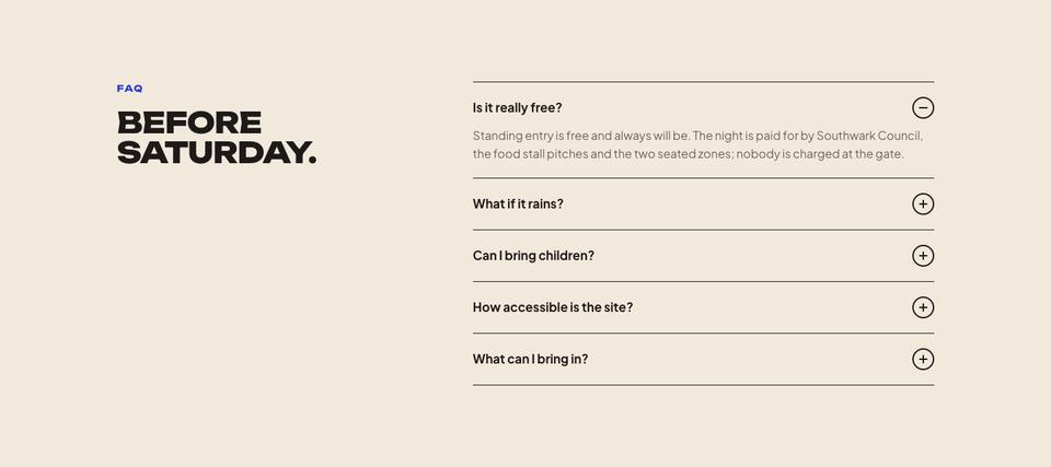 Event template — Questions section