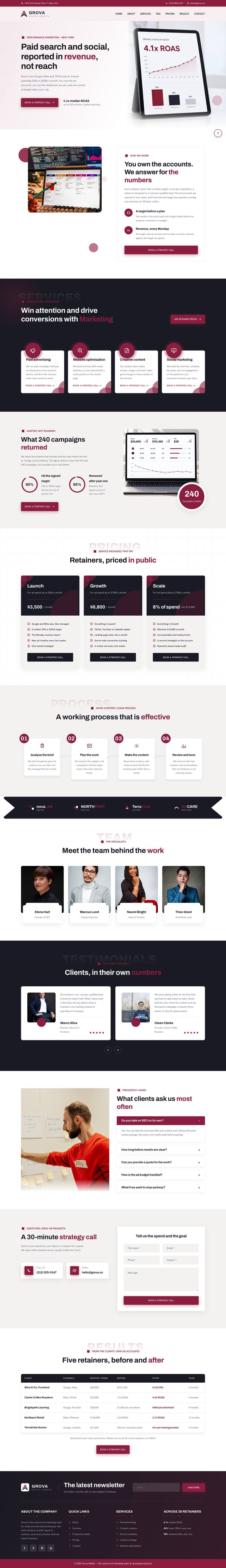 Bold Agency template, the whole page on desktop
