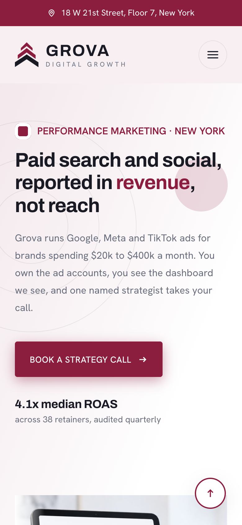 Bold Agency landing page template on a phone