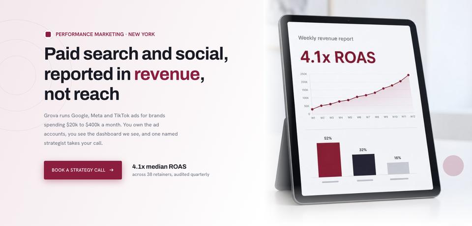Bold Agency template — Hero section