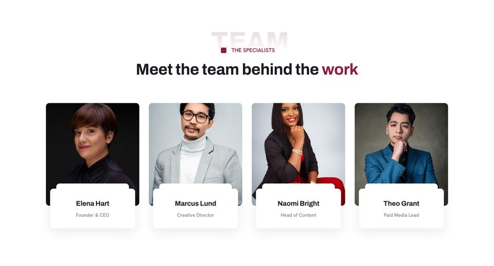 Bold Agency template — Team section