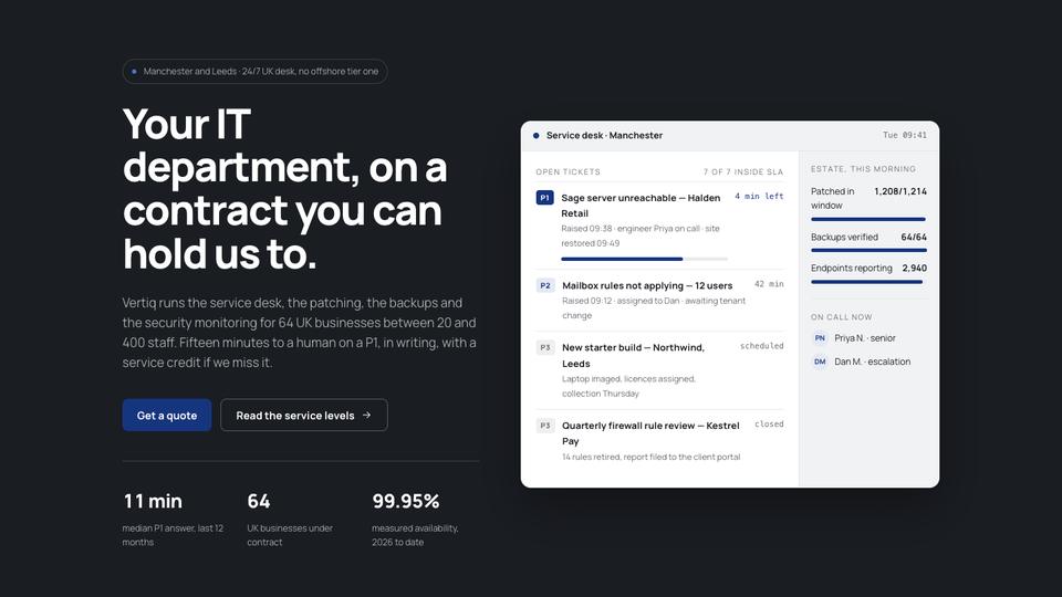 IT Solutions template — Hero section