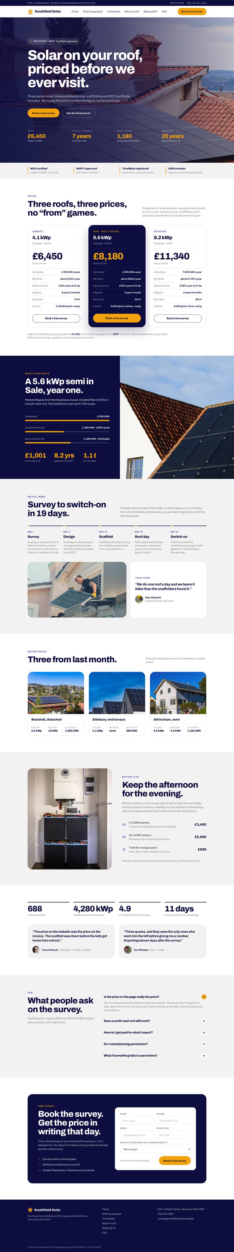 Solar template, the whole page on desktop