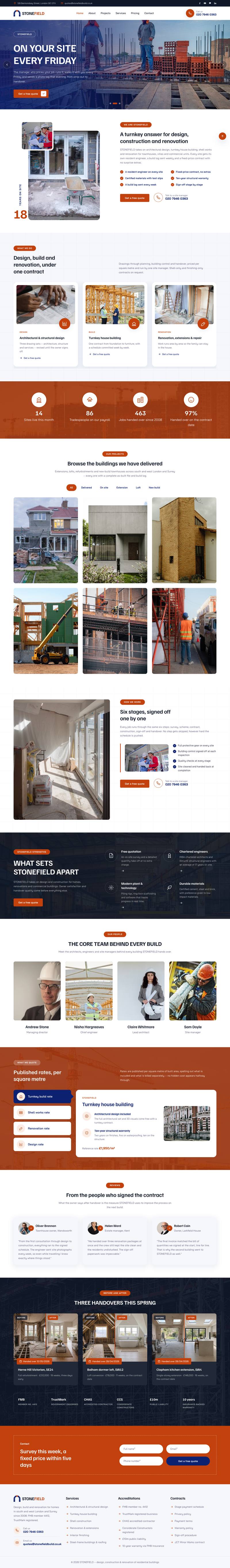 Construction template, the whole page on desktop