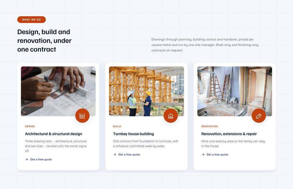 Construction template — Services section