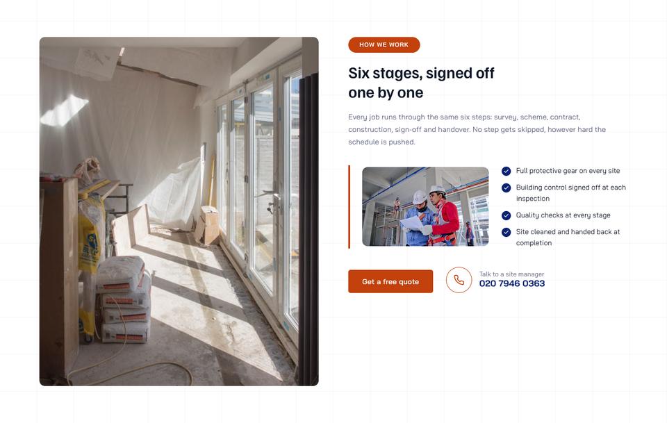 Construction template — How we work section