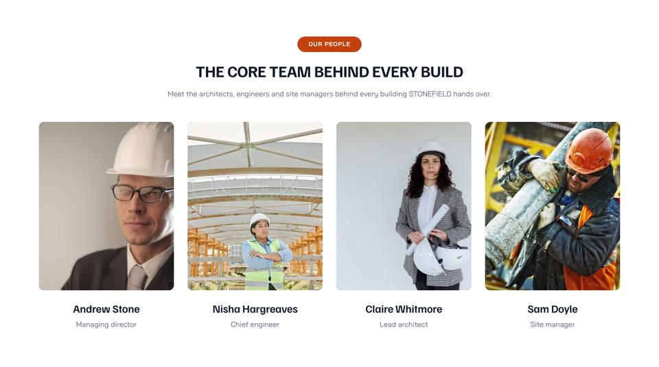 Construction template — Team section