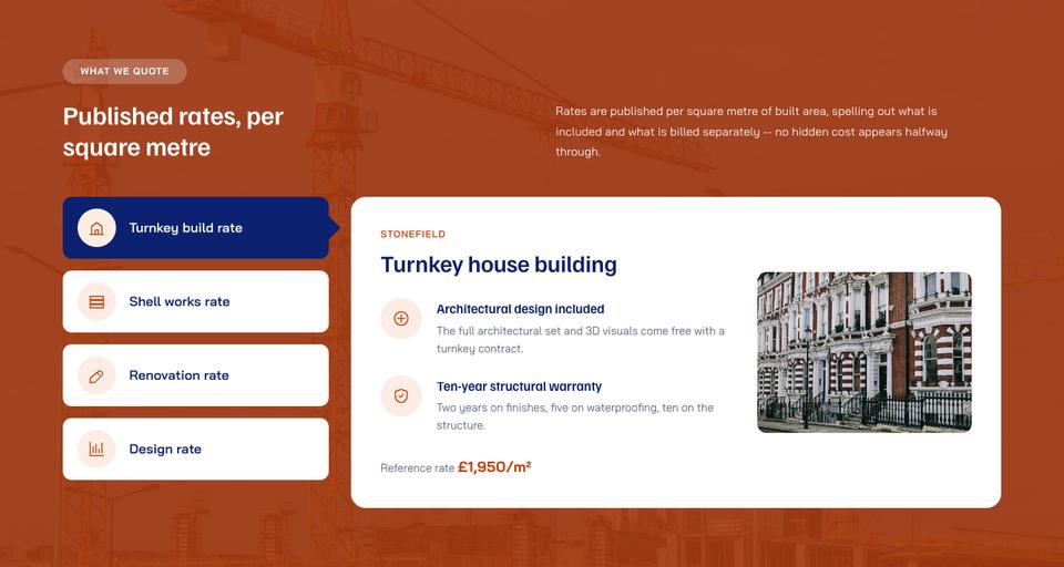Construction template — Rates section