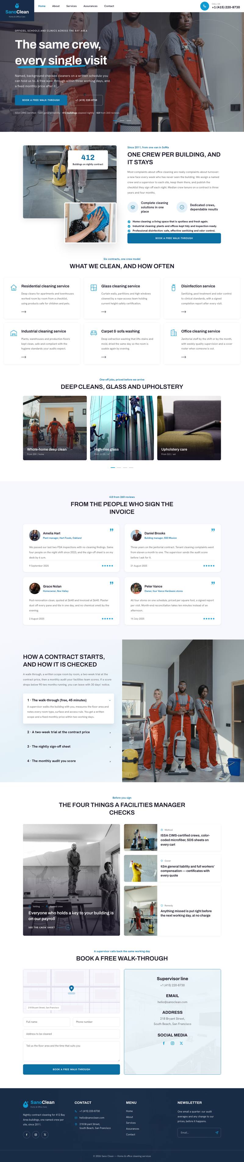 Cleaning Services template, the whole page on desktop