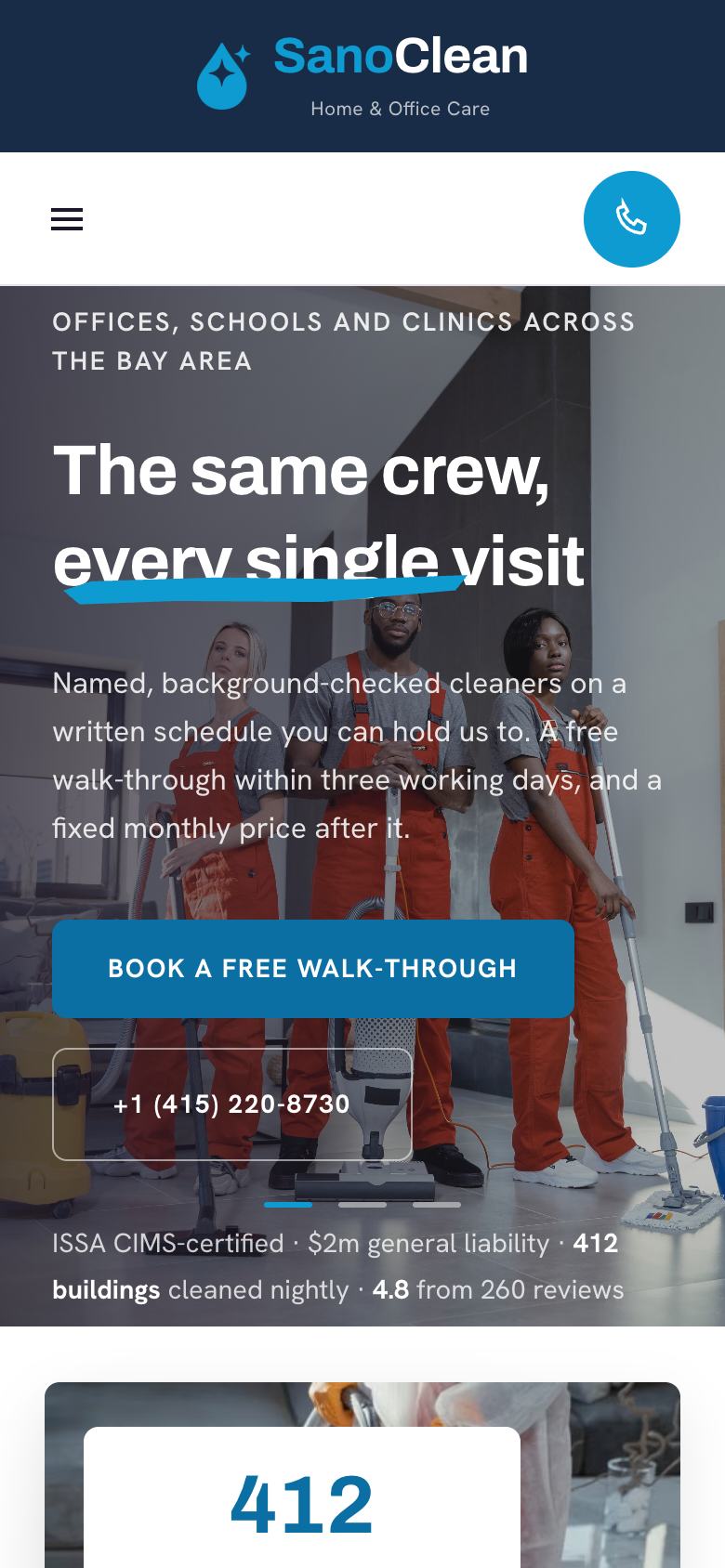 Cleaning Services landing page template on a phone