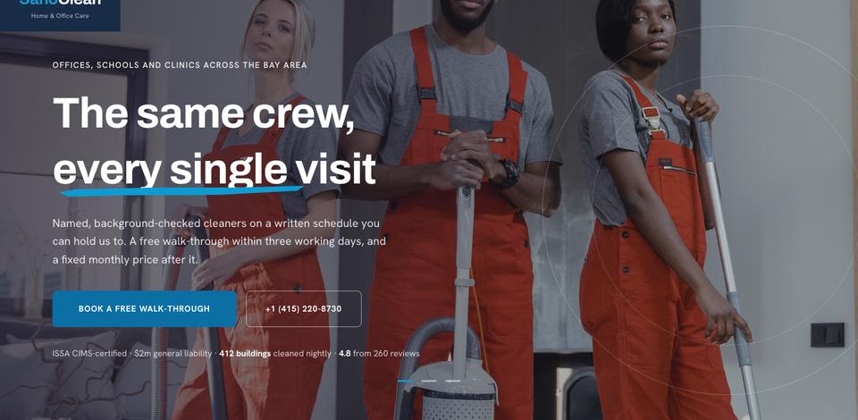 Cleaning Services template — Hero section
