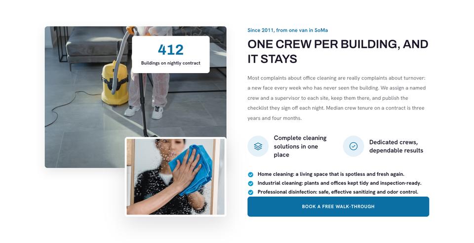 Cleaning Services template — About section