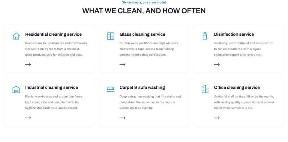 Cleaning Services template — Contracts section