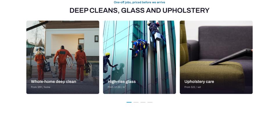 Cleaning Services template — One-off jobs section