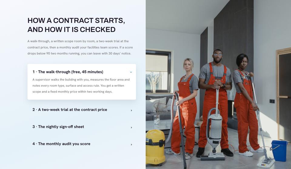 Cleaning Services template — How contracts work section