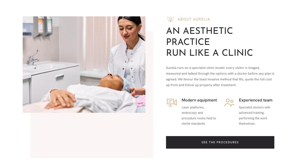 Aesthetic Clinic template — About section