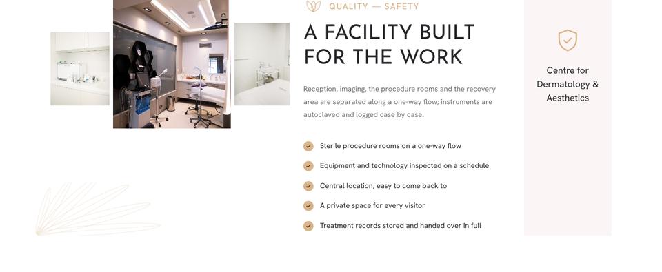 Aesthetic Clinic template — Facility section