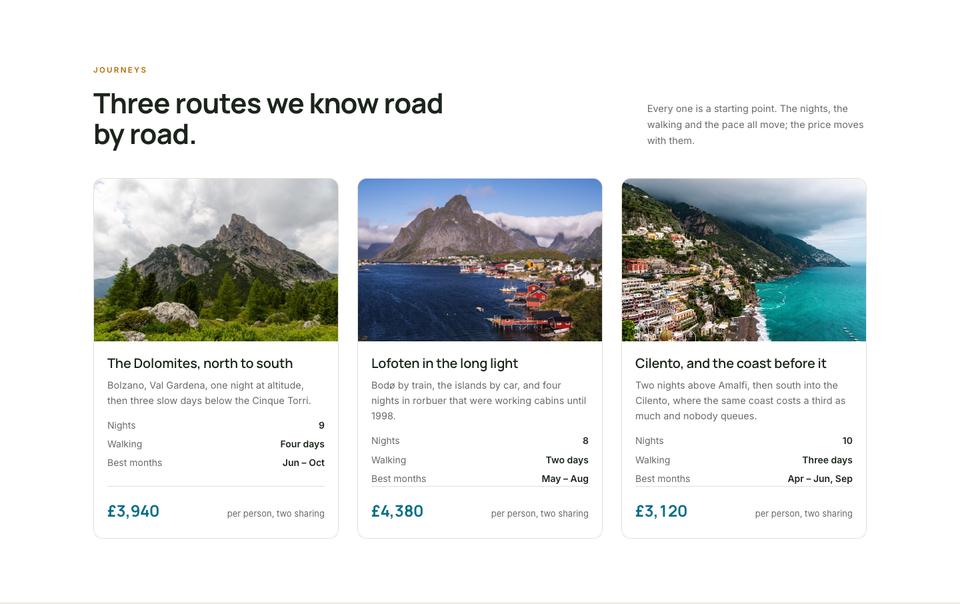 Tailor-made Travel template — Journeys section