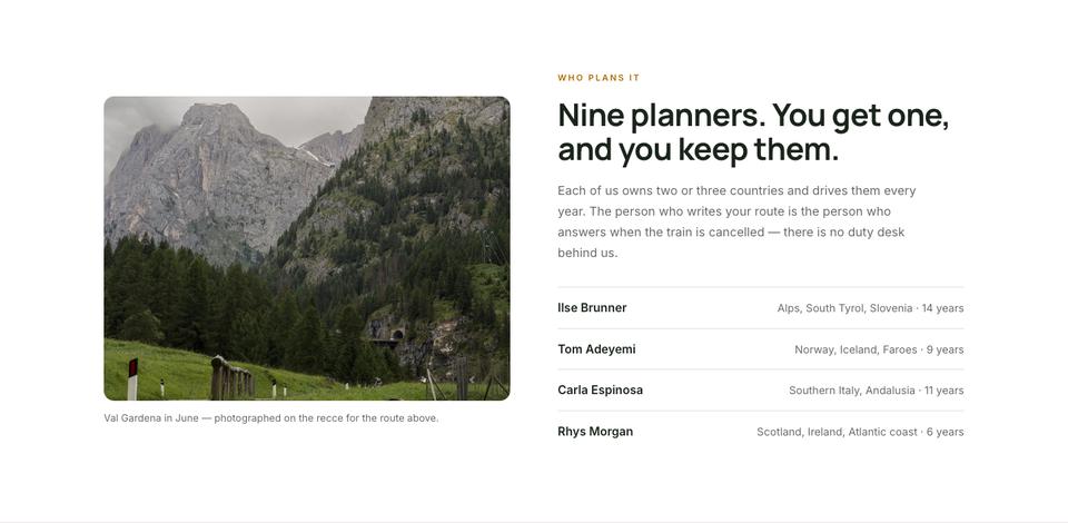 Tailor-made Travel template — Planners section