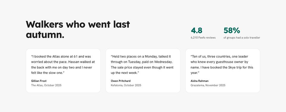 Tour Departures template — Reviews section