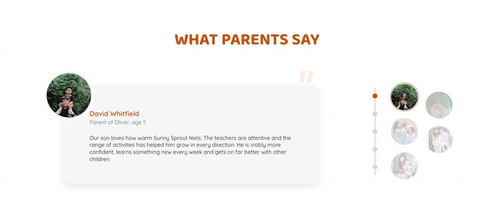 Preschool template — What parents say section