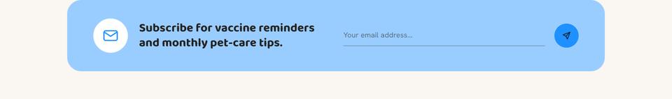 Pet Care template — Reminders sign-up section
