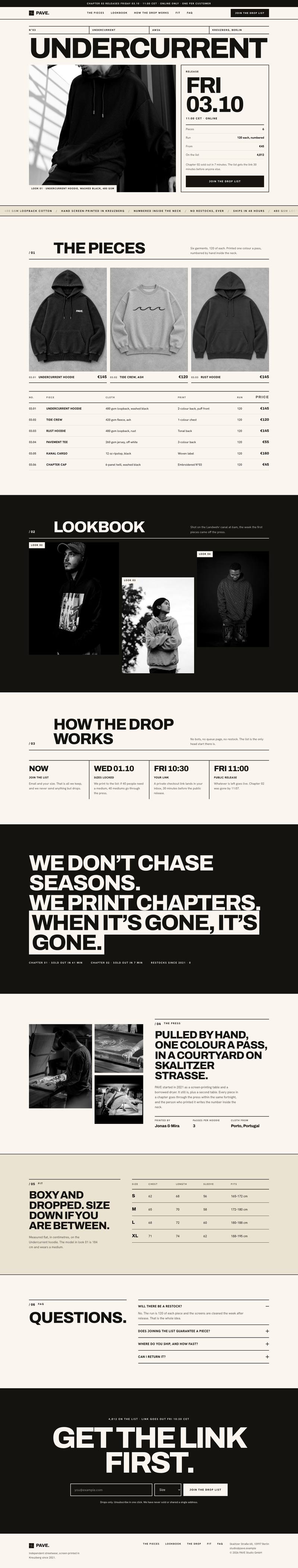 Drop Launch template, the whole page on desktop