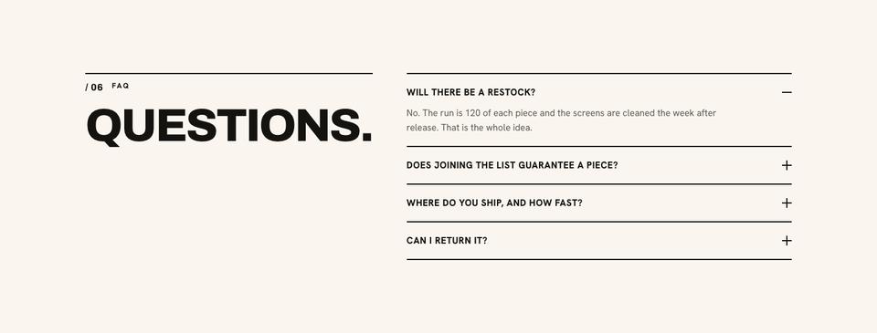 Drop Launch template — Questions section