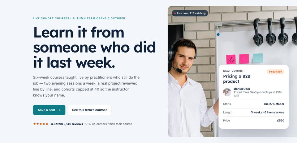 Learning Platform template — Hero section