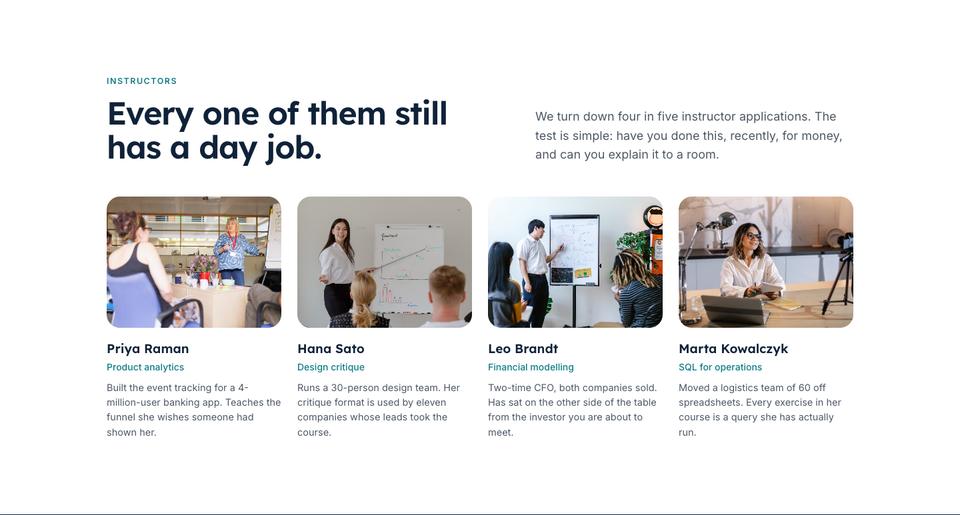 Learning Platform template — Instructors section