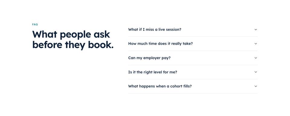 Learning Platform template — Questions section