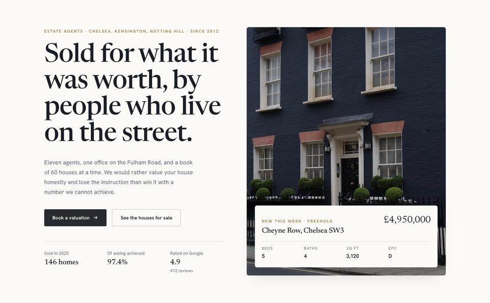 Estate Agency template — Hero section