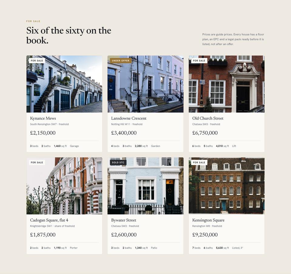 Estate Agency template — For sale section