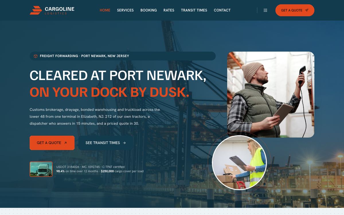 Logistics landing page template