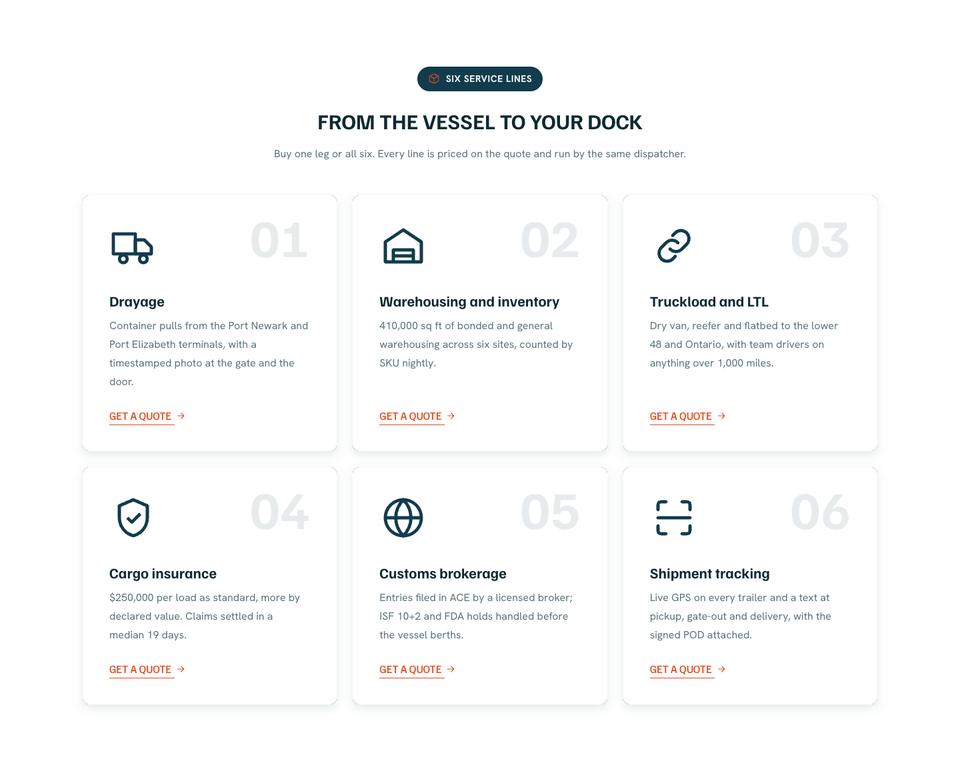 Logistics template — Services section