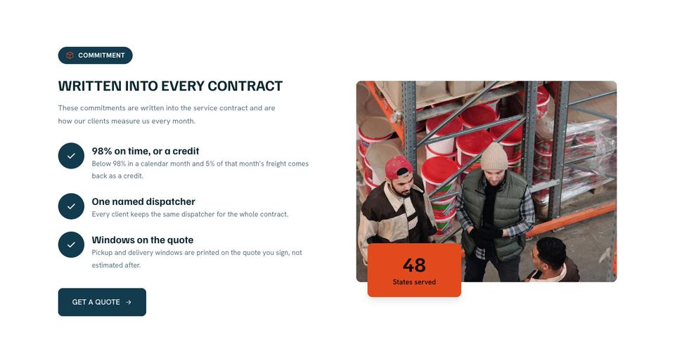 Logistics template — Commitment section