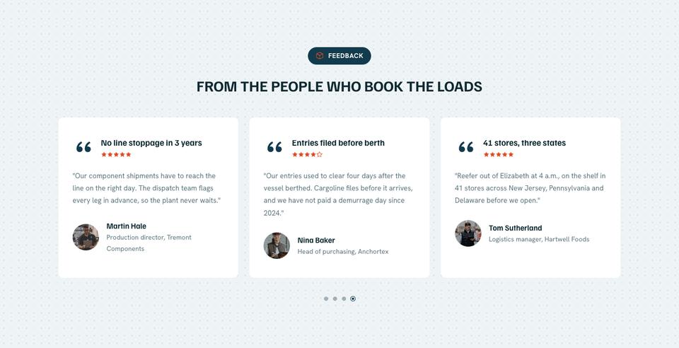Logistics template — Feedback section
