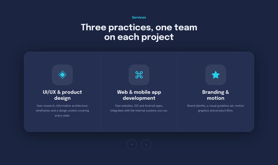Digital Studio template — Services section