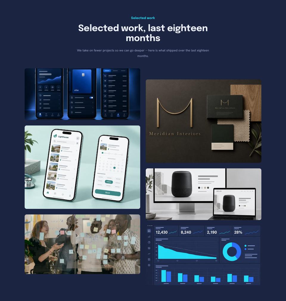 Digital Studio template — Selected work section