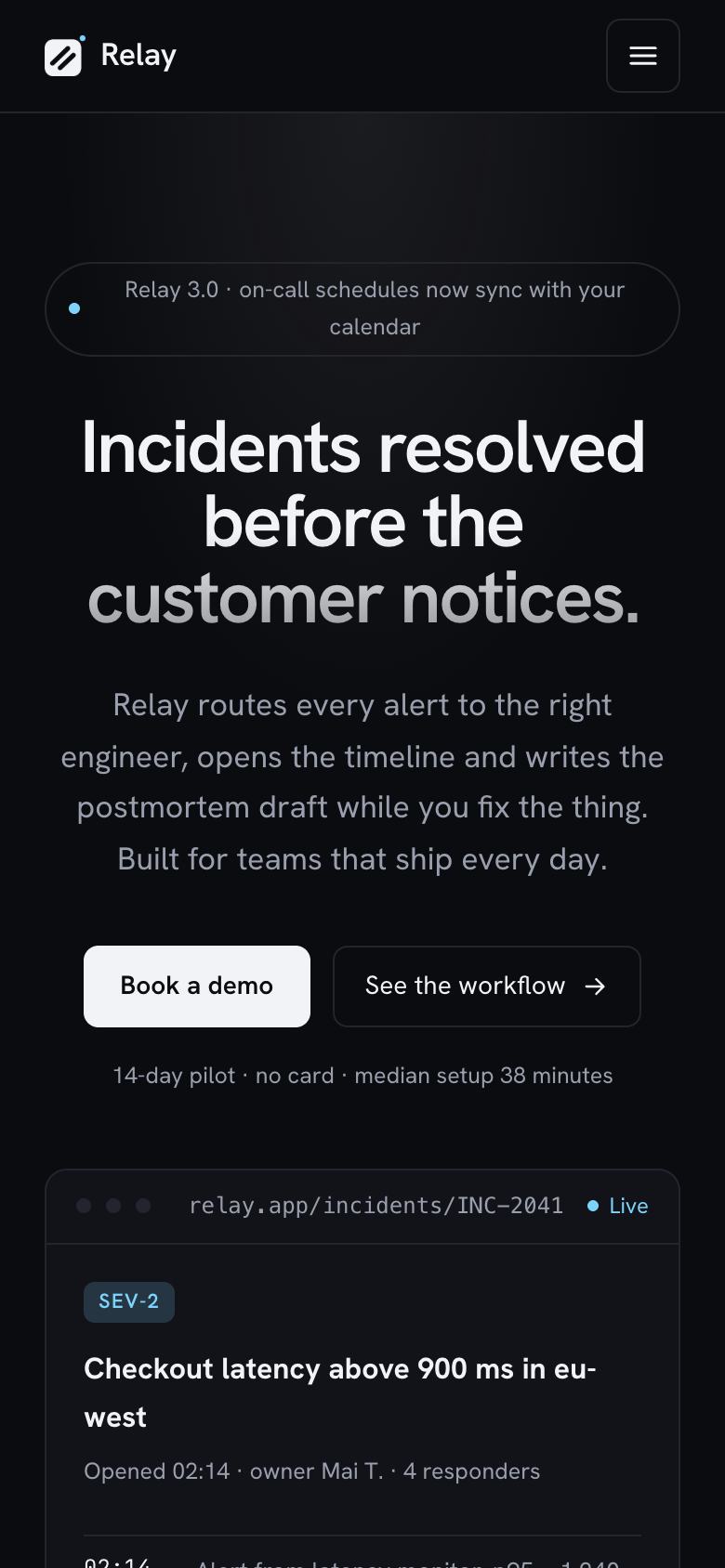 Developer Tool landing page template on a phone