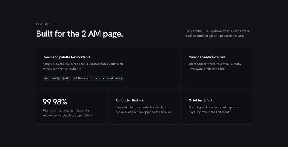 Developer Tool template — Features section