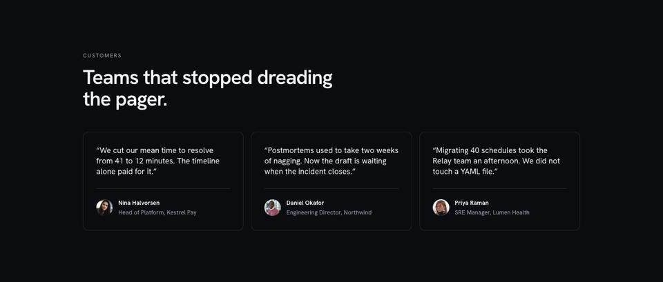 Developer Tool template — Customers section