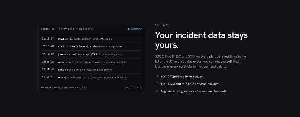 Developer Tool template — Data and audit section